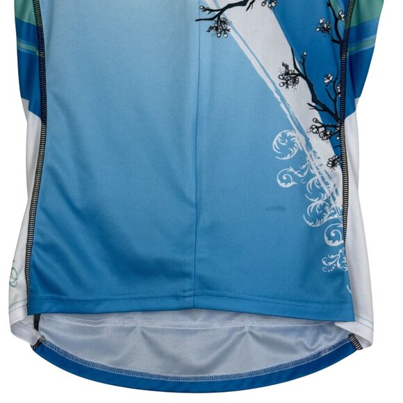 Primal Women's Cycling Jersey Small? Blue Birds Print Short Sleeve Back Pockets - Picture 3 of 11